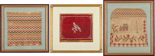 4002218: 2 English Needleworks and Beadwork Bird, 19th Century E6RDJ