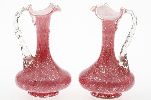 4002224: Pair of Victorian Pink Glass Ewers, 19th Century E6RDF