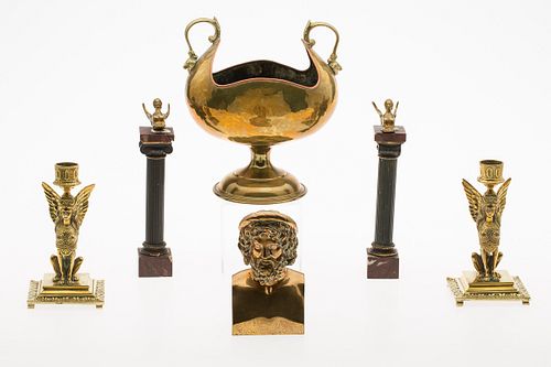 3862987: Group of 8 Brass and Marble Grand Tour Articles,
 19th Century and Later E4RDJ