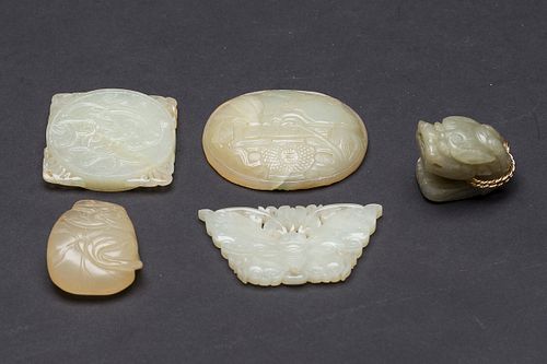 3863020: 5 Chinese Carved Jade Articles E4RDC