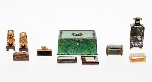 3863043: Group of Malachite, Tortoise Shell, Glass, and
 Ivory Boxes, 19th Century and Later E4RDJ
