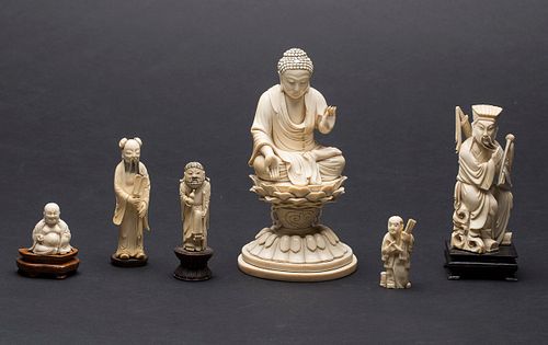 3863055: 6 Asian Carved Ivory Figures E4RDC