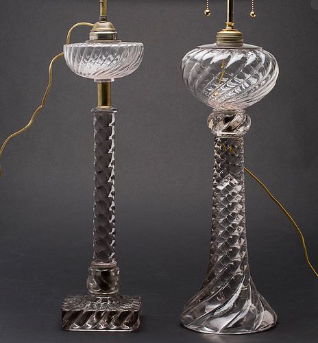 3863087: Two Molded Glass Lamps E4RDF