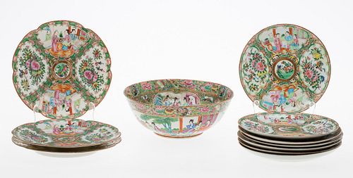 3863107: Chinese Famille Rose Bowl and 10 Plates, 19th Century and Later E4RDC
