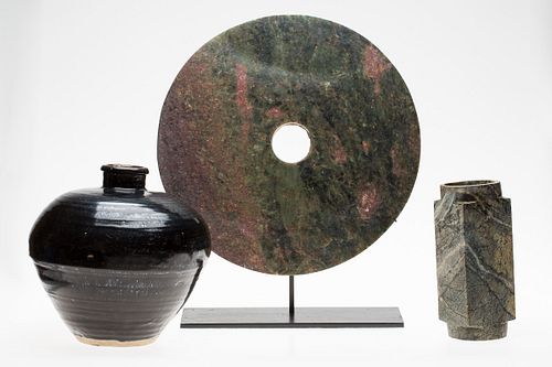 3863123: 3 Chinese Ceramic and Stone Articles E4RDC