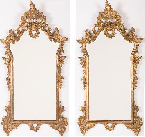 3863155: Pair of Italian Rococo Style Giltwood Mirrors, 19th/20th Century E4RDJ
