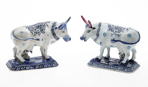 3863200: Two Dutch Delft Blue and White Ceramic Cows E4RDF