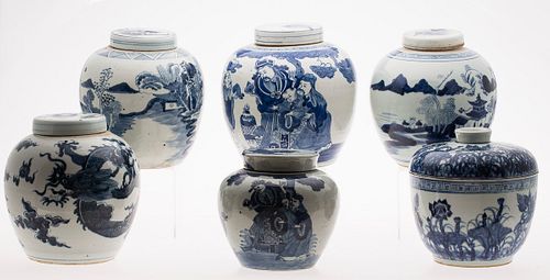 3863233: 6 Chinese Underglaze Blue Porcelain Ovoid Jars, Modern E4RDC