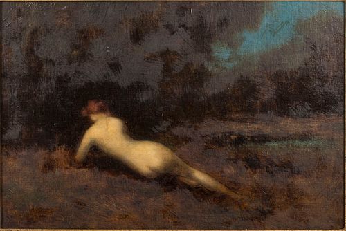 3863236: After Jean-Jacques Henner (French, 1829-1905),
 Reclining Nude, Oil on Canvas E4RDL