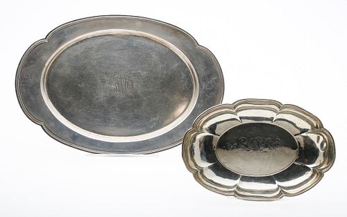3863244: Sterling Silver Serving Tray and Scalloped Bowl E4RDQ