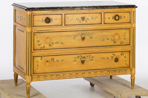 3863252: Louis XVI Style Painted Marble Top Commode, 20th Century E4RDJ