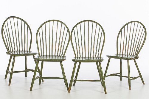 3863360: 4 Painted American Windsor Side Chairs, 19th Century E4RDJ