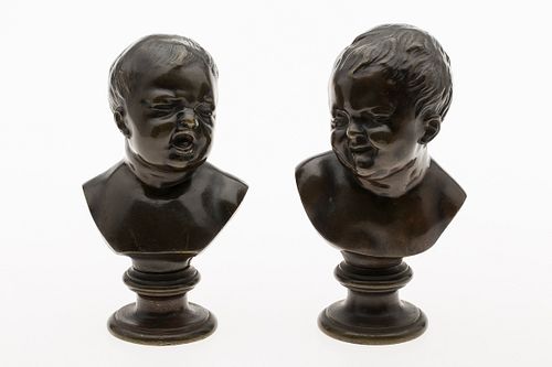 3863402: Pair of Bronze Portrait Busts of Children E4RDL