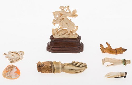 3863412: Group of 7 Ivory, Shell and Wood Articles E4RDC