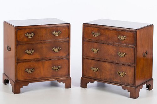 3863417: Pair of George III Style Walnut Bedside Chests, 20th Century E4RDJ
