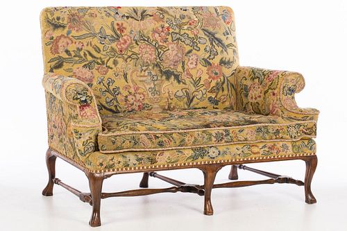 3876485: George I Style Walnut Needlepoint and Petit-Point Upholstered Sofa E4RDJ