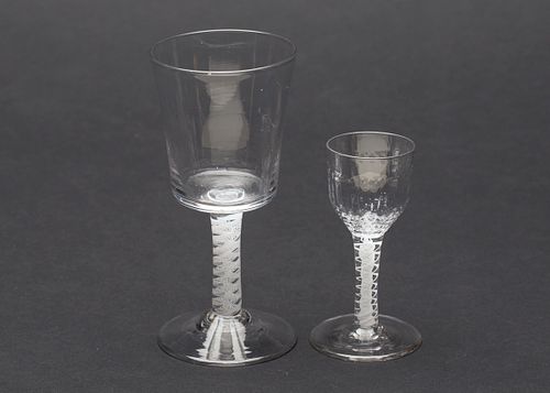 3876499: Two English Clear Glasses with Cotton Twist Stems,
 Probably 18th Century E4RDF