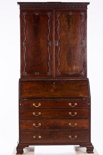 3876501: George II Mahogany Bureau Bookcase, 18th Century E4RDJ
