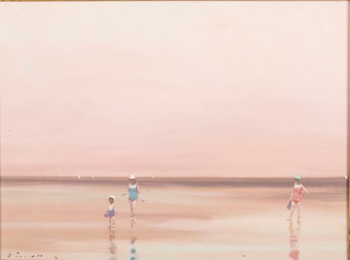 3876524: Andre Gisson (American, 1921-2003), Beach Scene, Oil on Canvas E4RDL