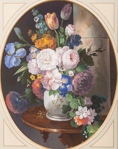 3877077: Dutch School, Floral Still Life, Gouache on Paper, 19th Century E4RDL