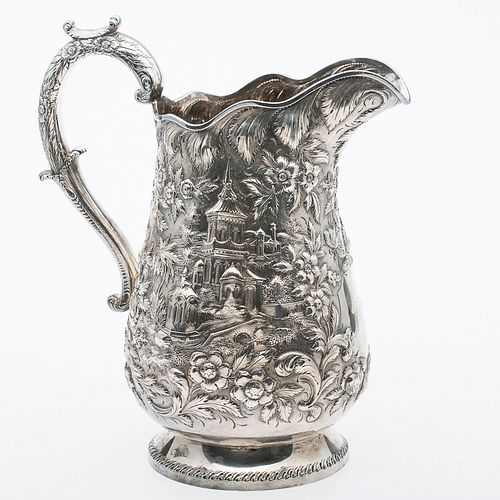 3753379: Saml Kirk Coin Silver Repousse Water Pitcher, C. 1828-1846 E3RDQ