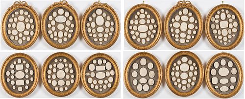 3753408: Group of Plaster Cameos in 12 Oval Frames, 19th Century E3RDJ