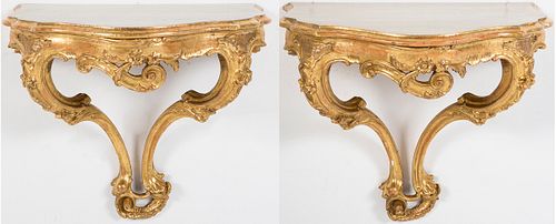 3753475: Pair of French Giltwood Diminutive Hanging Console
 Tables, 19th Century E3RDJ