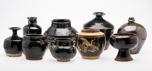 3753563: 9 Chinese Brown Glazed Ceramic Vessels, 20th Century/Modern E3RDC