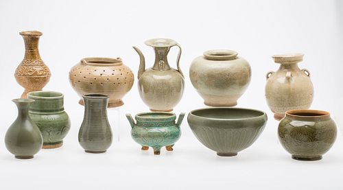 3753567: 11 Chinese Green and Bronze Glazed Ceramic Vessels,
 20th Century or Earlier E3RDC