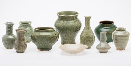 3753576: 10 Chinese Green Glazed Ceramic Articles, 20th Century or Earlier E3RDC