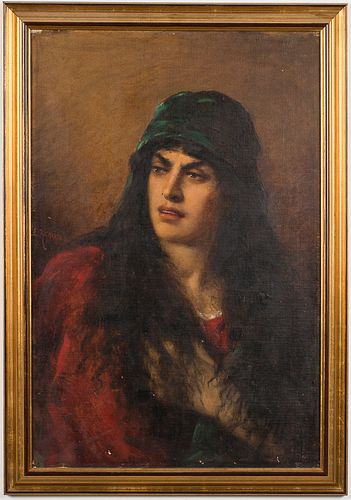 3753633: E. Richards, Portrait of a Middle Eastern Woman,
 Oil on Canvas, Probably 19th Century E3RDL