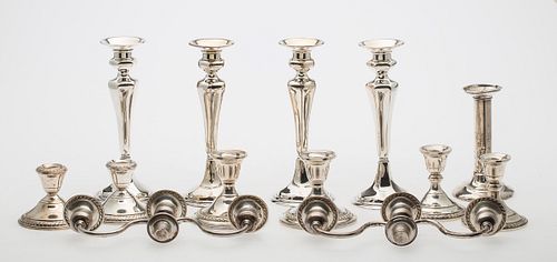 3753634: Group of 4 Gorham Sterling Silver Candlesticks
 and 7 Others, 20th Century E3RDQ