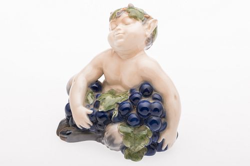 3753701: Royal Copenhagen Figurine of Pan with Grapes, Circa 1923 E3RDF