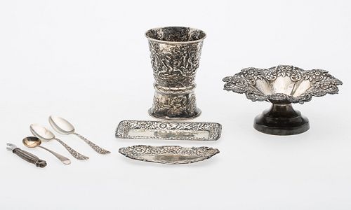 3753714: Continental Silver Repousse Cup and Misc. Sterling
 Articles Including Jensen and Stieff E3RDQ