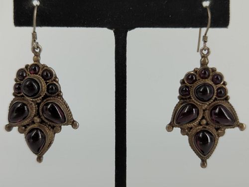 Antique Sterling and Gemstone Dangle Earrings