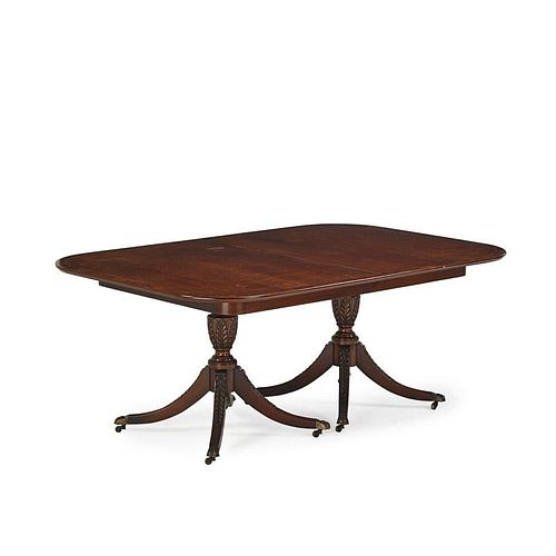 GEORGE III STYLE DOUBLE PEDESTAL DINING TABLE