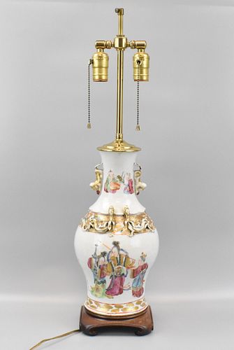 Chinese Canton Glazed Vase w/ Figures, MAL,19th C.