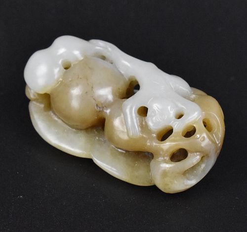 Chinese Heitian Jade Pendant Monkey &Gourd, Qing D