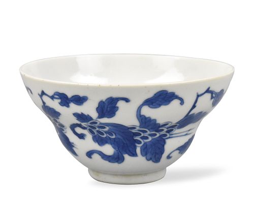 Chinese Blue & White Floral Bowl, ROC Period