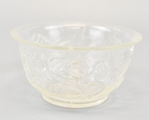 Chinese Rock Crystal Floral Incised Bowl, Qing D.