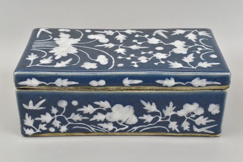 Chinese Blue Glazed Covered Box, 19th C.