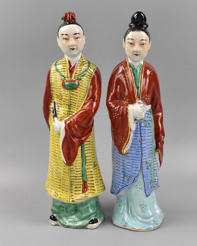 Pair Chinese Famille Rose Figures , ROC Period