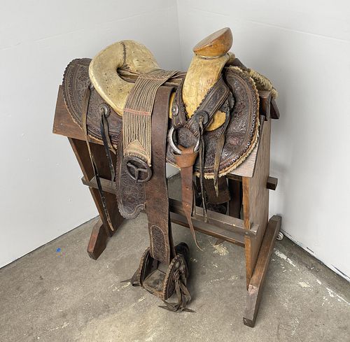 Fancy Antique Mexican Charro Cowboy Saddle