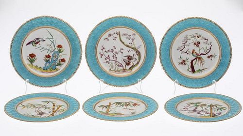 6 English Porcelain Plates, 19th Century