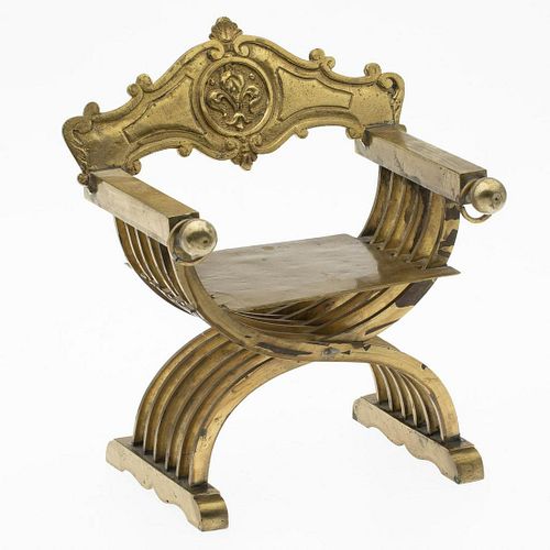 Miniature Brass Savonarola Chair