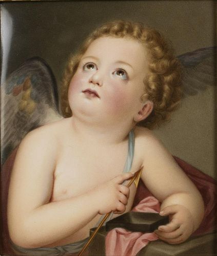 KPM Plaque of Cupid Sharpening an Arrow