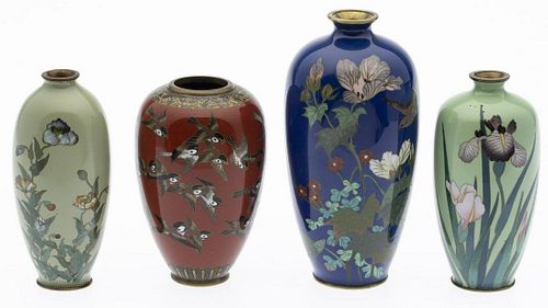 4 Japanese Cloisonne Miniature Vases