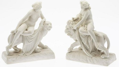 Two Parian Porcelain Figural Groups, 19th C.