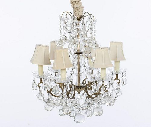 French Style Gilt-Metal and Glass Chandelier