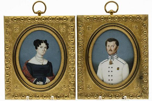 Pair of Portrait Miniatures, 19th Century